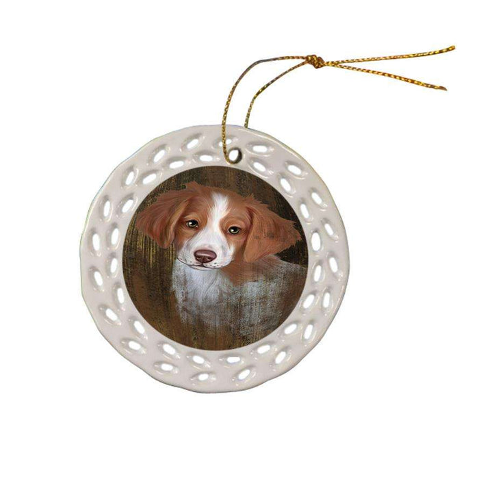 Rustic Brittany Spaniel Dog Ceramic Doily Ornament DPOR50355