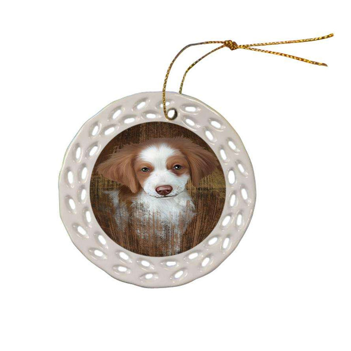 Rustic Brittany Spaniel Dog Ceramic Doily Ornament DPOR50356
