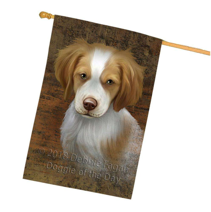 Rustic Brittany Spaniel Dog House Flag FLG50377