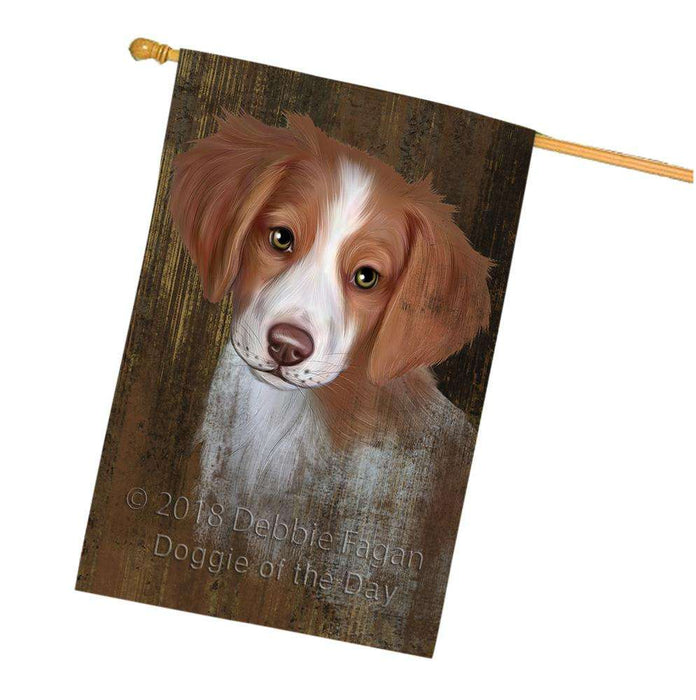 Rustic Brittany Spaniel Dog House Flag FLG50378