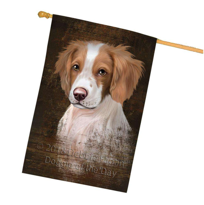 Rustic Brittany Spaniel Dog House Flag FLG50380