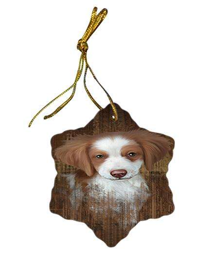Rustic Brittany Spaniel Dog Star Porcelain Ornament SPOR50348