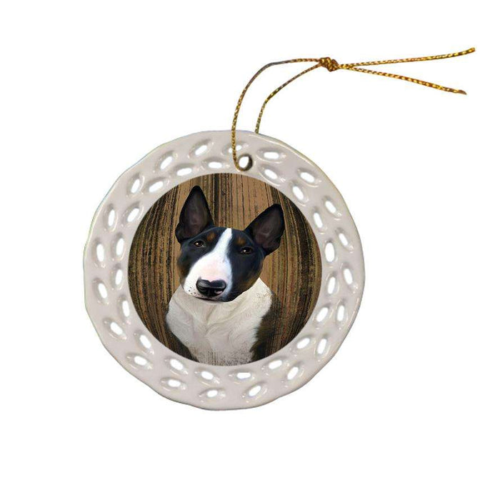 Rustic Bull Terrier Dog Ceramic Doily Ornament DPOR50358