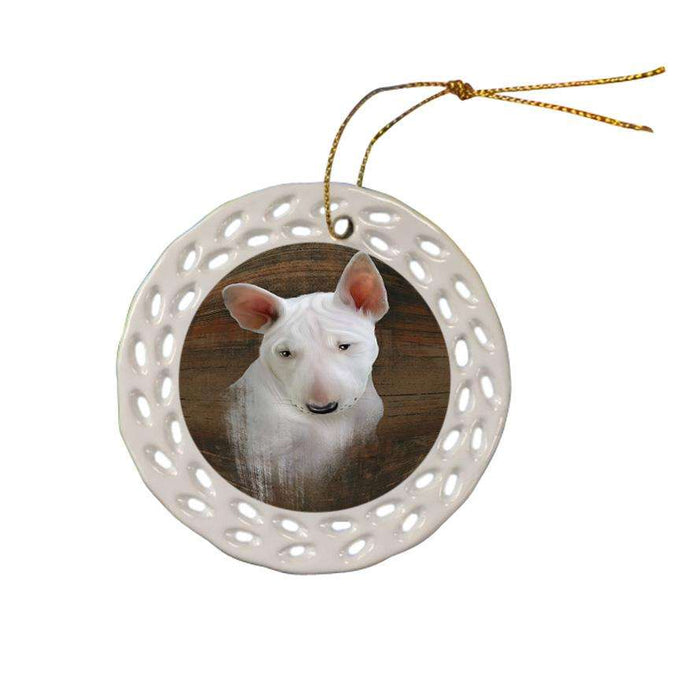 Rustic Bull Terrier Dog Ceramic Doily Ornament DPOR50361
