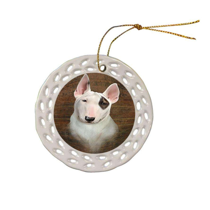 Rustic Bull Terrier Dog Ceramic Doily Ornament DPOR50362