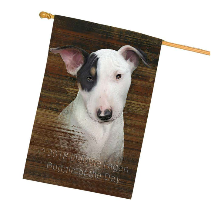 Rustic Bull Terrier Dog House Flag FLG50382