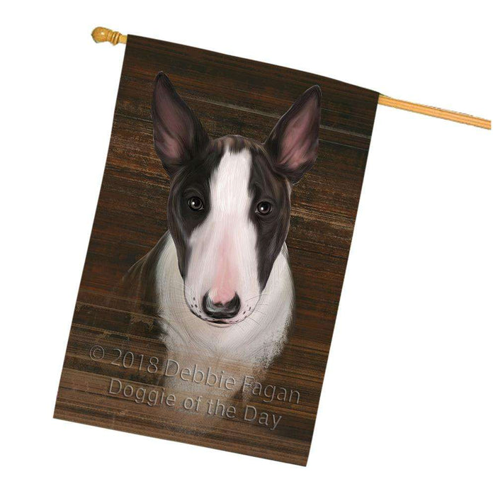 Rustic Bull Terrier Dog House Flag FLG50383