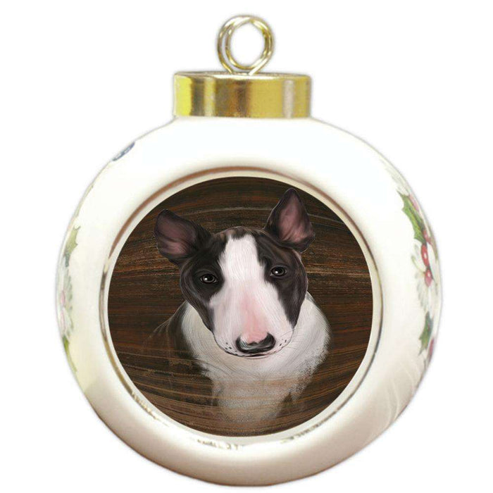 Rustic Bull Terrier Dog Round Ball Christmas Ornament RBPOR50360