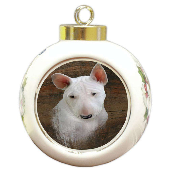 Rustic Bull Terrier Dog Round Ball Christmas Ornament RBPOR50361