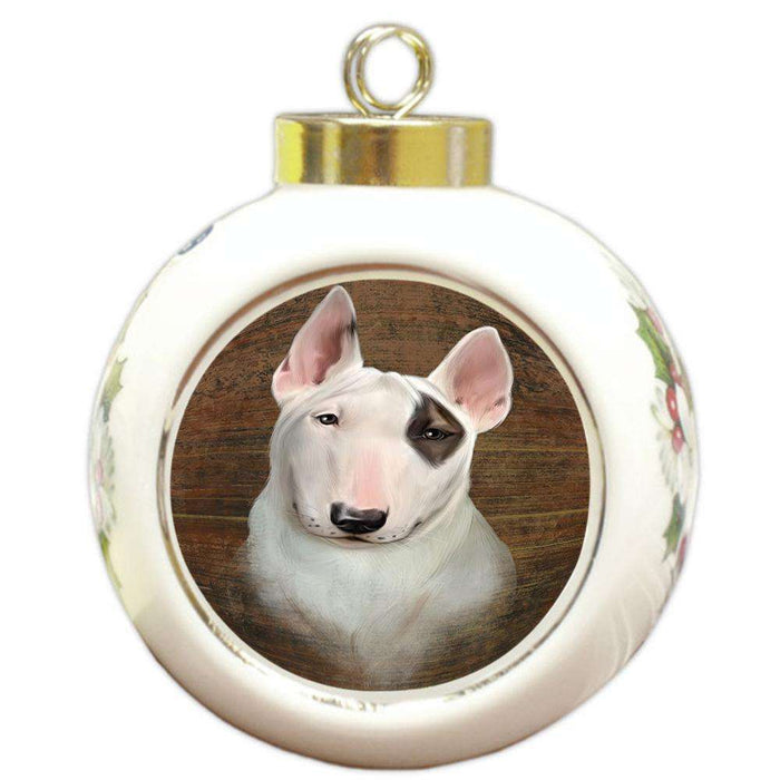 Rustic Bull Terrier Dog Round Ball Christmas Ornament RBPOR50362