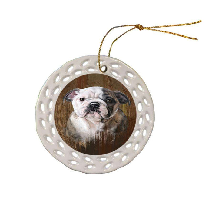 Rustic Bulldog Ceramic Doily Ornament DPOR50363