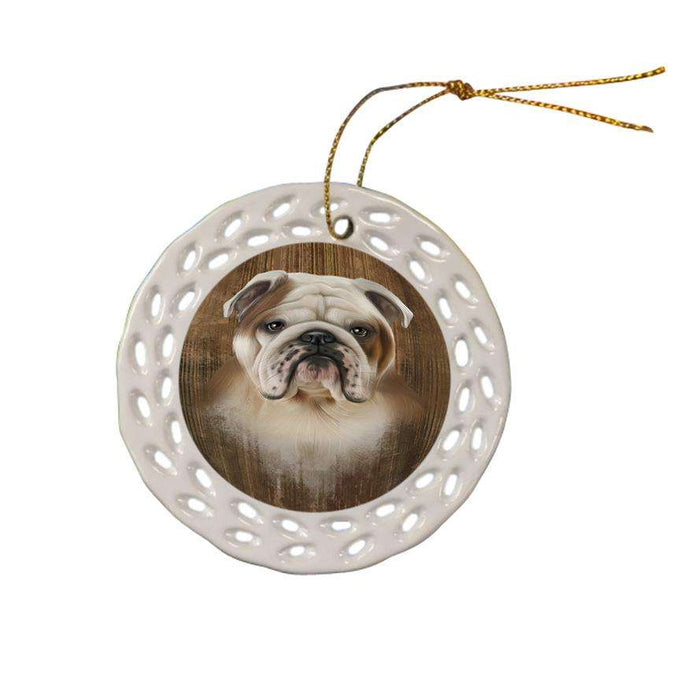 Rustic Bulldog Ceramic Doily Ornament DPOR50537