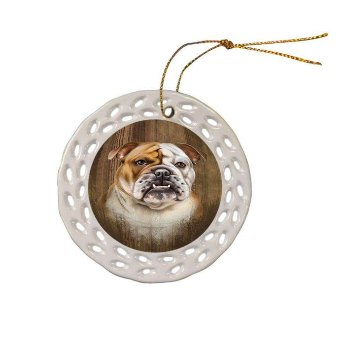 Rustic Bulldog Ceramic Doily Ornament DPOR50539