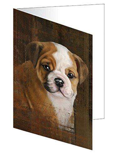 Rustic Bulldog Handmade Artwork Assorted Pets Greeting Cards and Note Cards with Envelopes for All Occasions and Holiday Seasons GCD49226
