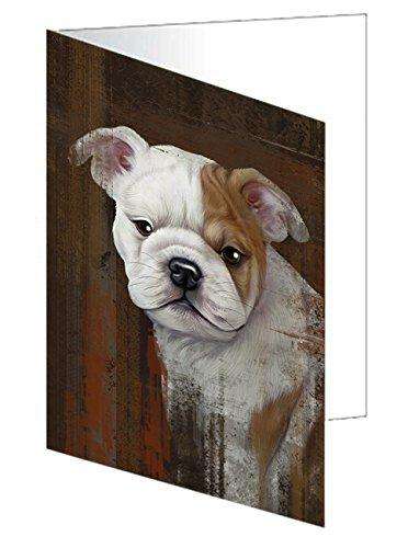 Rustic Bulldog Handmade Artwork Assorted Pets Greeting Cards and Note Cards with Envelopes for All Occasions and Holiday Seasons GCD49229