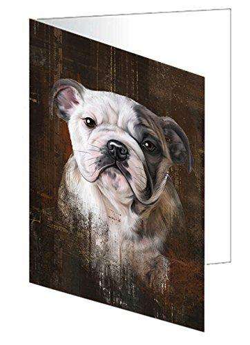 Rustic Bulldog Handmade Artwork Assorted Pets Greeting Cards and Note Cards with Envelopes for All Occasions and Holiday Seasons GCD49232