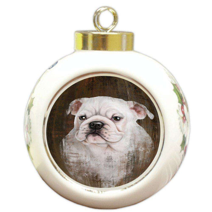 Rustic Bulldog Round Ball Christmas Ornament RBPOR48214