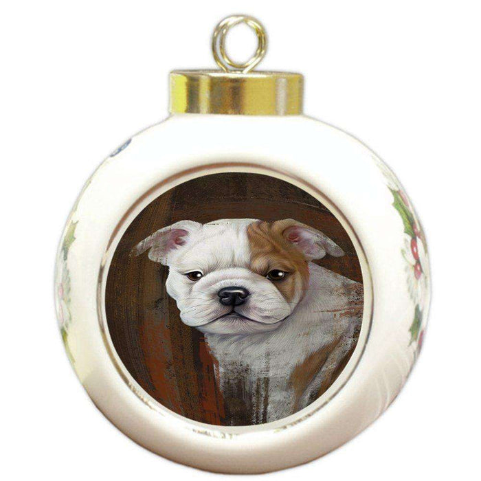 Rustic Bulldog Round Ball Christmas Ornament RBPOR48216