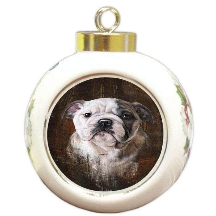 Rustic Bulldog Round Ball Christmas Ornament RBPOR48217