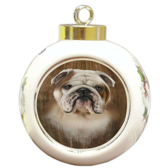 Rustic Bulldog Round Ball Christmas Ornament RBPOR50537