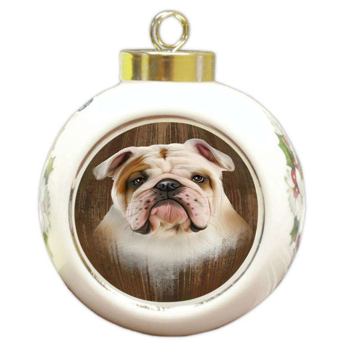 Rustic Bulldog Round Ball Christmas Ornament RBPOR50538