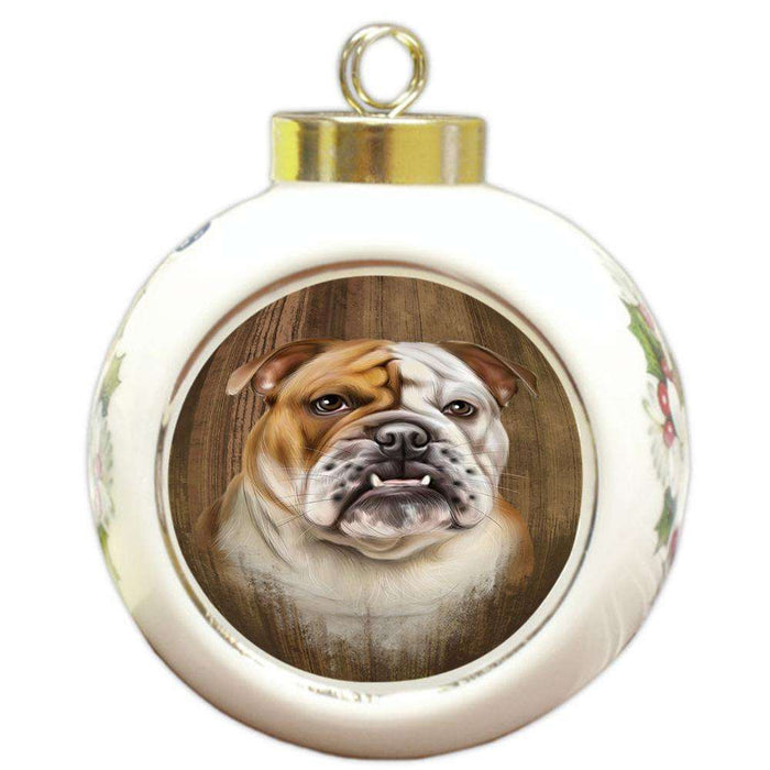 Rustic Bulldog Round Ball Christmas Ornament RBPOR50539