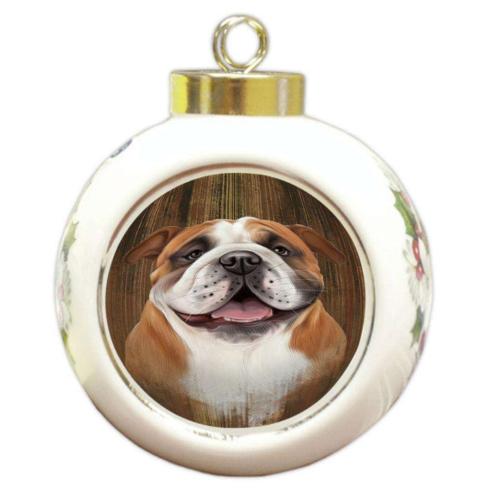Rustic Bulldog Round Ball Christmas Ornament RBPOR50540