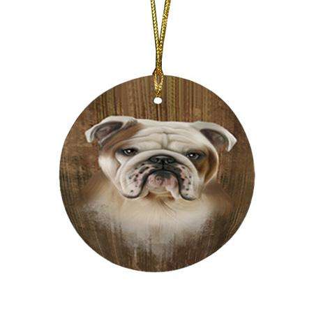 Rustic Bulldog Round Flat Christmas Ornament RFPOR50528