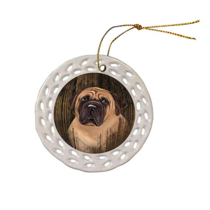 Rustic Bullmastiff Dog Ceramic Doily Ornament DPOR50364