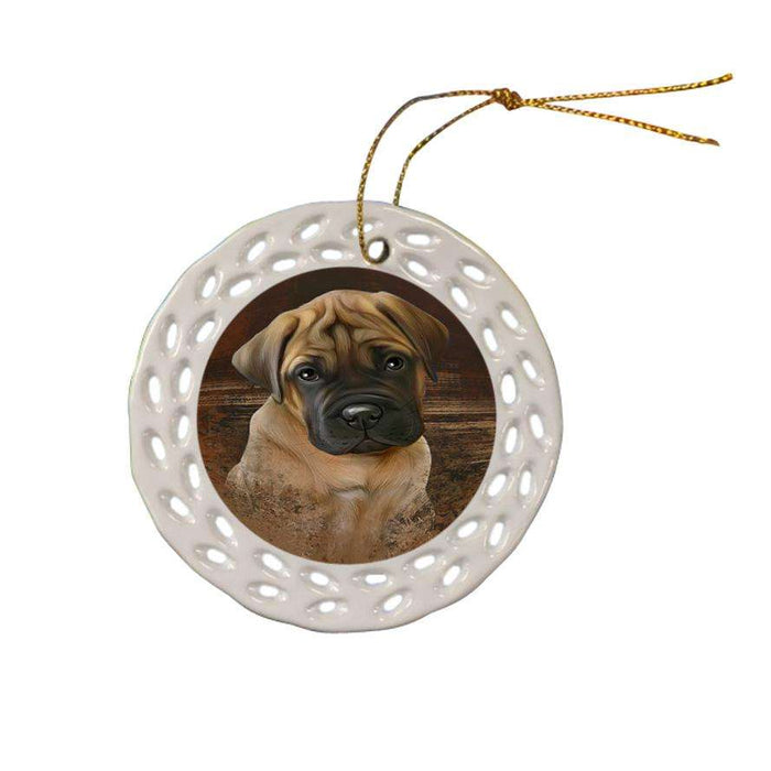 Rustic Bullmastiff Dog Ceramic Doily Ornament DPOR50369