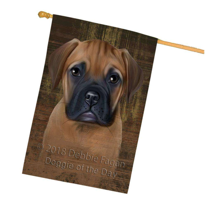 Rustic Bullmastiff Dog House Flag FLG50390
