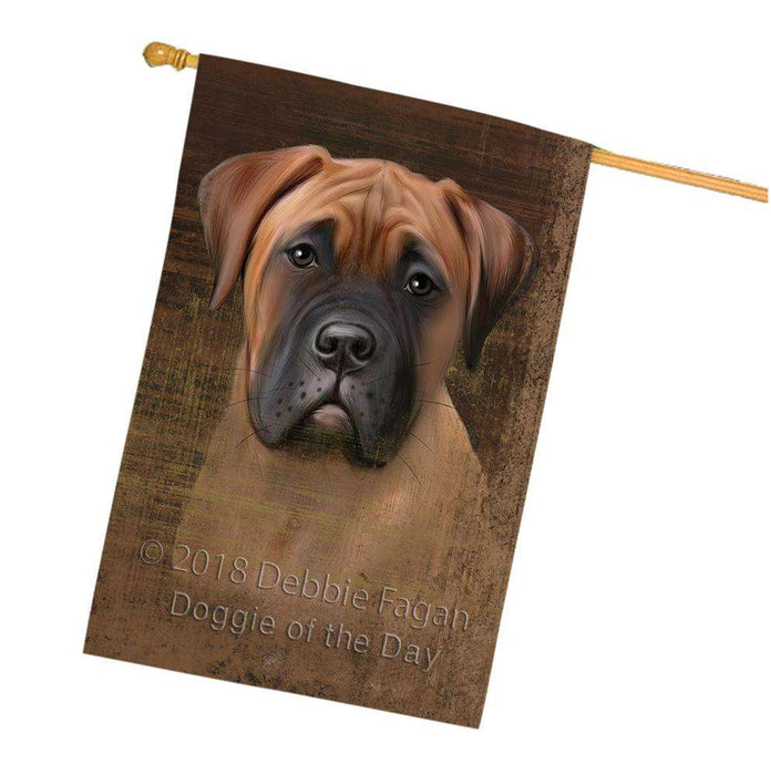 Rustic Bullmastiff Dog House Flag FLG50391