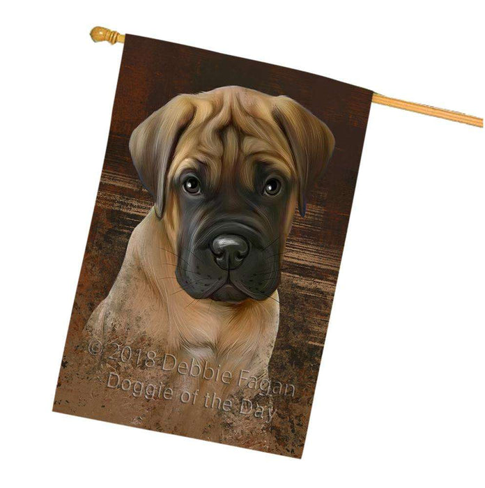 Rustic Bullmastiff Dog House Flag FLG50392