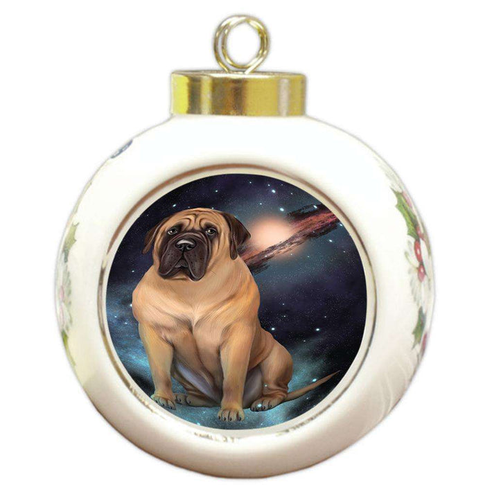 Rustic Bullmastiff Dog Round Ball Christmas Ornament RBPOR50365