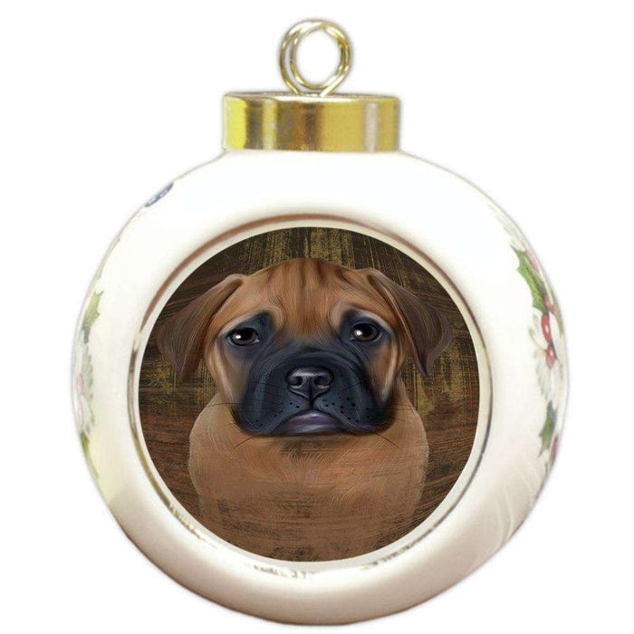Rustic Bullmastiff Dog Round Ball Christmas Ornament RBPOR50367
