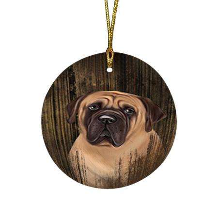 Rustic Bullmastiff Dog Round Flat Christmas Ornament RFPOR50355