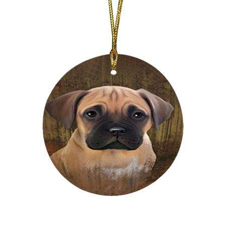 Rustic Bullmastiff Dog Round Flat Christmas Ornament RFPOR50357
