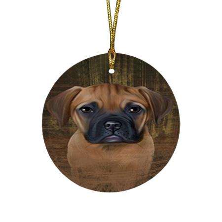 Rustic Bullmastiff Dog Round Flat Christmas Ornament RFPOR50358