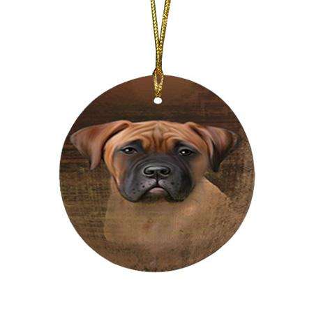 Rustic Bullmastiff Dog Round Flat Christmas Ornament RFPOR50359