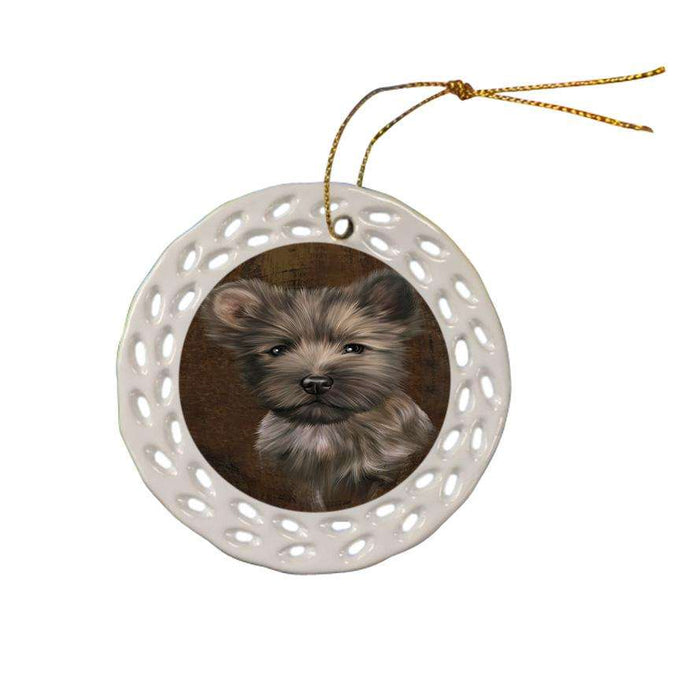 Rustic Cairn Terrier Dog Ceramic Doily Ornament DPOR54424