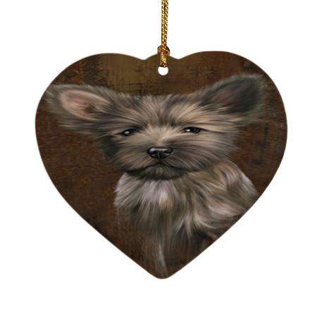 Rustic Cairn Terrier Dog Heart Christmas Ornament HPOR54424