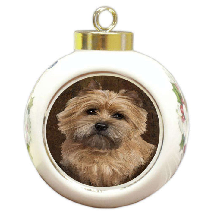 Rustic Cairn Terrier Dog Round Ball Christmas Ornament RBPOR54421