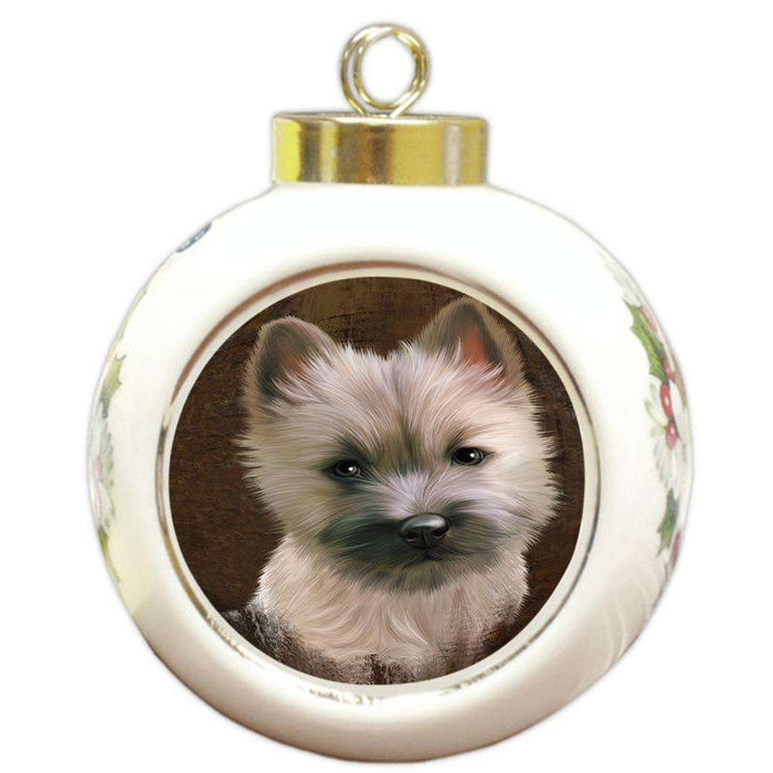Rustic Cairn Terrier Dog Round Ball Christmas Ornament RBPOR54422