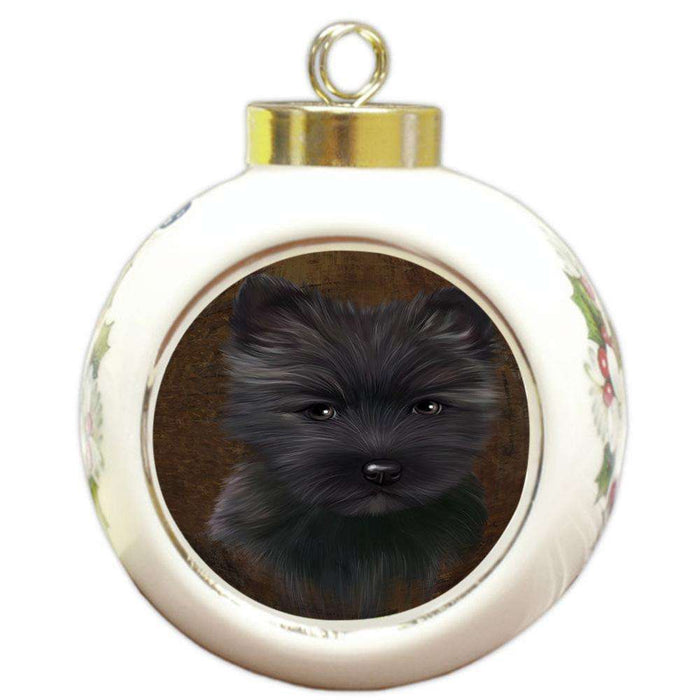 Rustic Cairn Terrier Dog Round Ball Christmas Ornament RBPOR54423