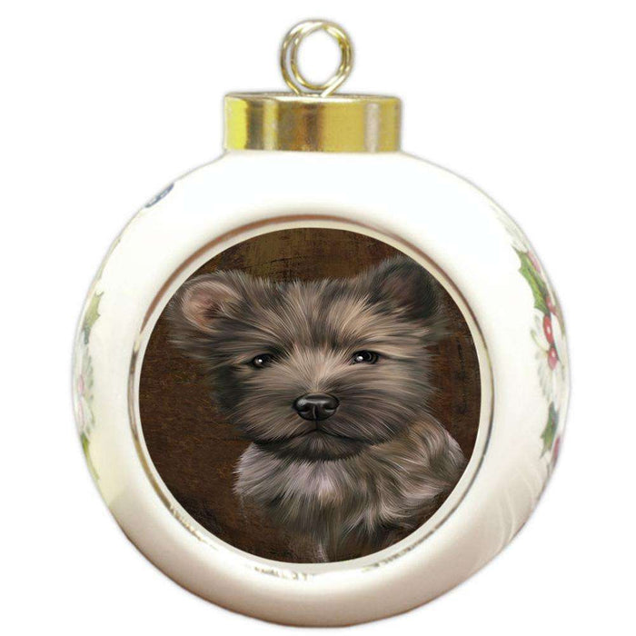 Rustic Cairn Terrier Dog Round Ball Christmas Ornament RBPOR54424