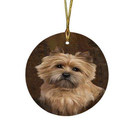 Rustic Cairn Terrier Dog Round Flat Christmas Ornament RFPOR54412