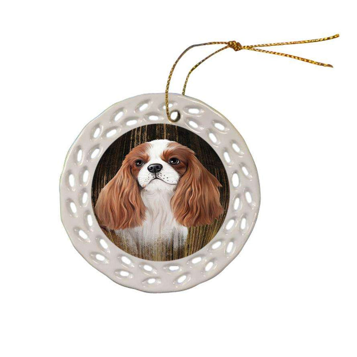 Rustic Cavalier King Charles Spaniel Dog Ceramic Doily Ornament DPOR50370