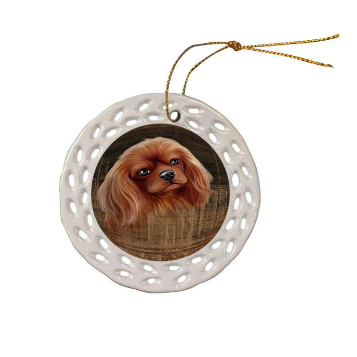 Rustic Cavalier King Charles Spaniel Dog Ceramic Doily Ornament DPOR50372