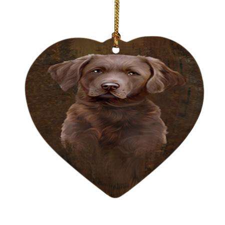 Rustic Chesapeake Bay Retriever Dog Heart Christmas Ornament HPOR54425
