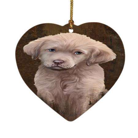 Rustic Chesapeake Bay Retriever Dog Heart Christmas Ornament HPOR54426